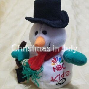Vintage Advertising NBC Network Kids Christmas Snowman Plush Bean Bag Toy 6"